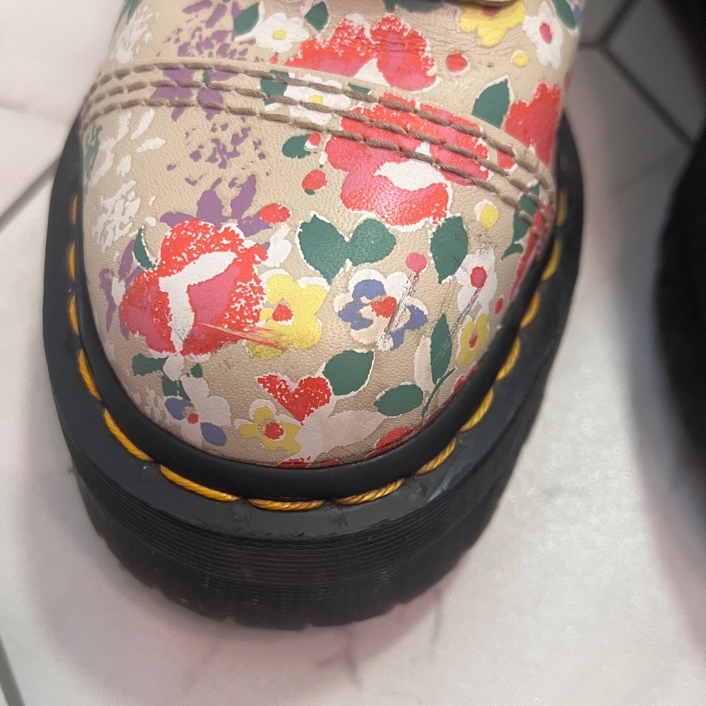 Dr. Martens Sinclair Floral Mash Up Leather Platform Boots Size 7 Womens - Picture 3 of 13